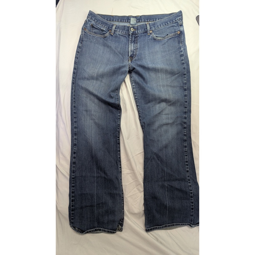 Vintage Lucky Brand Dungarees 18/34 Blue Bootcut Jeans Made in USA Stretch Denim